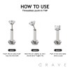 IMPLANT GRADE SOLID TITANIUM CZ TRIANGLE DANGLE SPIKE PUSH IN TOP LABRET